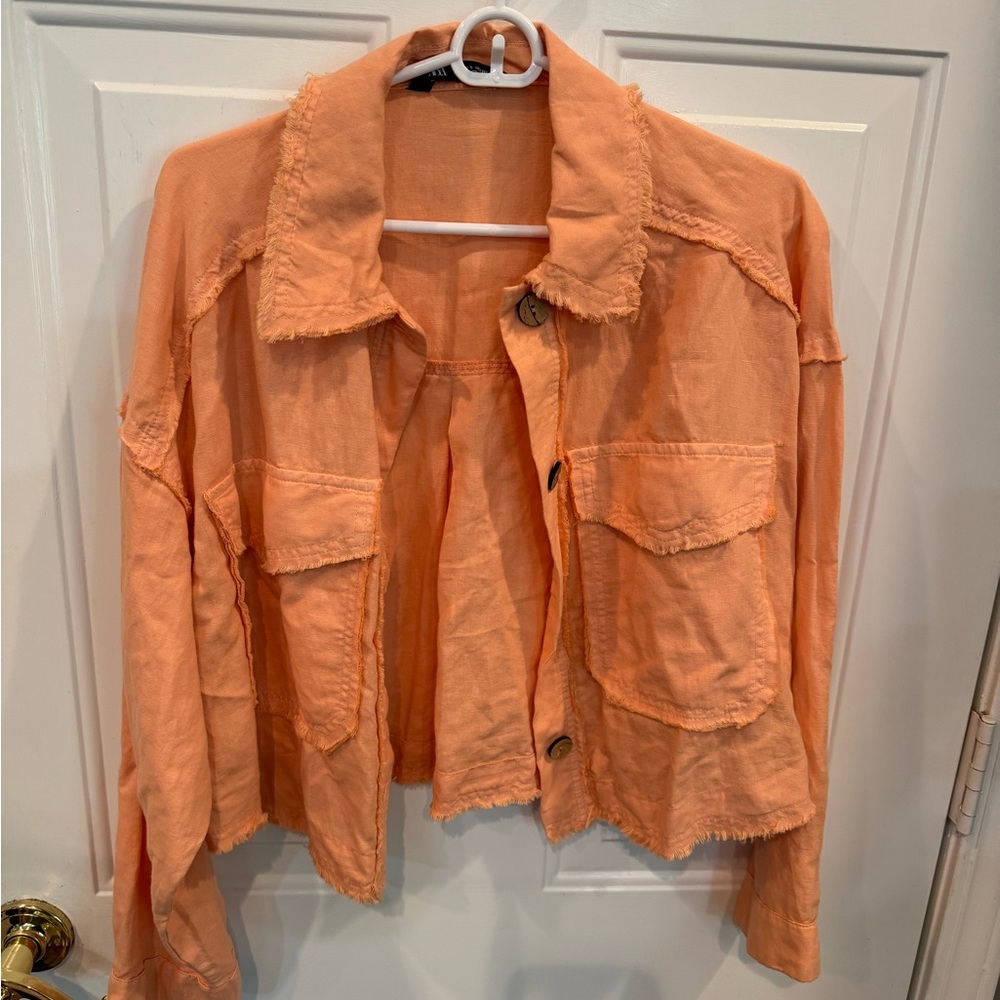 Zara Orange Utility Jacket Cropped Style